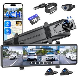 12" 4-Channel Touch Screen Mirror Dash Cam
