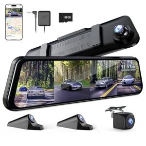 360° 4-Channel Mirror Dash Cam with WiFi