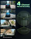 LAMTTO 360° 4-Channel Dash Cam with 128G SD Card