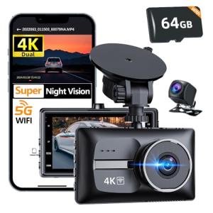 4K Dual Dash Cam with Night Vision and WiFi