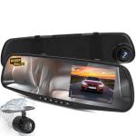 Pyle Dual Dash Cam with Rearview Mirror Attachment