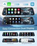 12" 4K Rear View Mirror Dash Cam with CarPlay