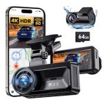 COOLCRAZY Dual Dash Cam with 4K Front, 1080P Rear