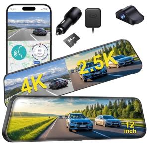4K Rear View Mirror Dash Cam with GPS