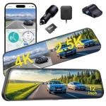 4K Rear View Mirror Dash Cam with GPS