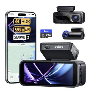 Pelsee P1 Pro 4K Dual Dash Cam with Night Vision