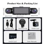 360° Full View 4 Channel Dash Cam 1080P