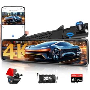 4K Dual Lens Dash Cam with 12" Mirror