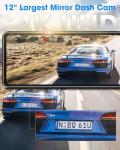 4K Dual Lens Dash Cam with 12" Mirror