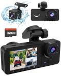 4K Triple Dash Cam with Front and Rear Views
