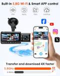 3-Channel 4K Dash Cam with WiFi & GPS