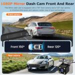 NHOPEEW Dual Lens 1080P Touchscreen Mirror Dash Cam