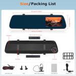 NHOPEEW Dual Lens 1080P Touchscreen Mirror Dash Cam