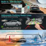 12" 3-Channel 4K Dash Cam with Night Vision