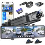 12" 4 Channel Mirror Dash Cam with Touch Screen