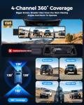 12" 4 Channel Mirror Dash Cam with Touch Screen