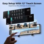 12" 4 Channel Mirror Dash Cam with Touch Screen