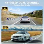 10" 4K Rear View Mirror Dash Cam with 64GB