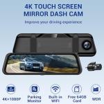 10" 4K Rear View Mirror Dash Cam with 64GB