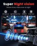 Triple Lens 4K Dash Cam with WiFi and Night Vision