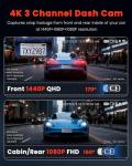Triple Lens 4K Dash Cam with WiFi and Night Vision