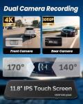 4K Rear View Mirror Dash Cam with Carplay