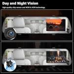 UNITOPSCI 1080P Dual Lens Mirror Dash Cam