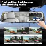 UNITOPSCI 1080P Dual Lens Mirror Dash Cam