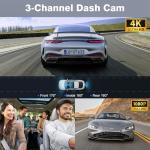 SHRINLUCK 4K Tri-Channel Dash Cam with WiFi
