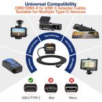 OBD2 to USB C Hardwire Kit for Dash Camera