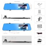 CAMECHO 4.5" Dual Lens Mirror Dash Cam 1080P