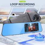 4.5 Inch Dual Lens 1080P Mirror Dash Cam