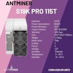 Antminer S19k Pro 115T Bitcoin Miner with PSU