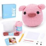 Beginner Pink Pig Crochet Kit with Tutorials