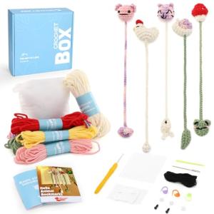 Beginner Crochet Kit for Fun Animal Bookmarks