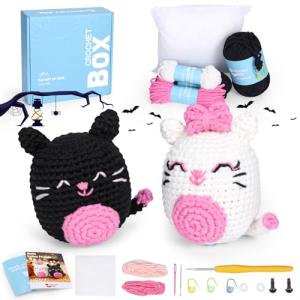 Beginner Crochet Kit: 2 Cats with Video Tutorial