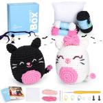 Beginner Crochet Kit: 2 Cats with Video Tutorial