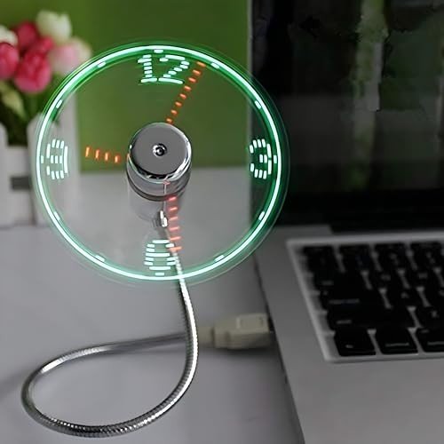 LED USB Clock Fan with Real-Time Display