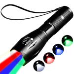 Rechargeable Red, Green, Blue Flashlight with 4 Modes