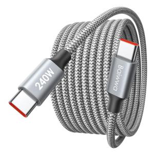 240W Braided USB C Fast Charging Cable 5FT
