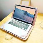 Pink Microsuede 14-Inch Laptop Sleeve with Pocket