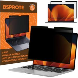 BSPROTE Removable Privacy Screen for Macbook Pro 13 Inch (2016-2022, M1, M2) & Macbook Air 13 Inch (2018-2021, M1 & Not for M2/M3/M4 Chip), Anti-Spy Blue Light Blocking Filter for Mac 13''