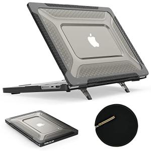 SEYMAC stock Case for MacBook Pro 16 inch, Shock-Absorbing Protection with Folding Stand &Mouse Pad Case for MacBook Pro 16 inch, Black