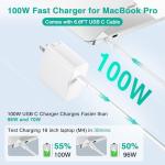 100W USB-C Charger for MacBook Pro/Air 13-16