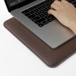 Coffee Faux Leather Laptop Sleeve for 14" MacBook Pro