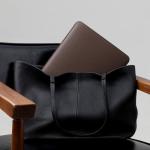 Coffee Faux Leather Laptop Sleeve for 14" MacBook Pro