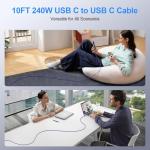 10FT Fast Charging USB-C Cable for MacBooks