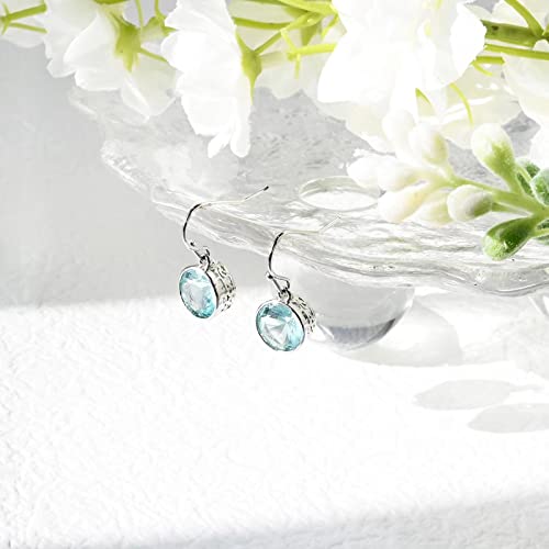 Aquamarine Dangle Earrings - Blue Birthstone Handmade Jewelry