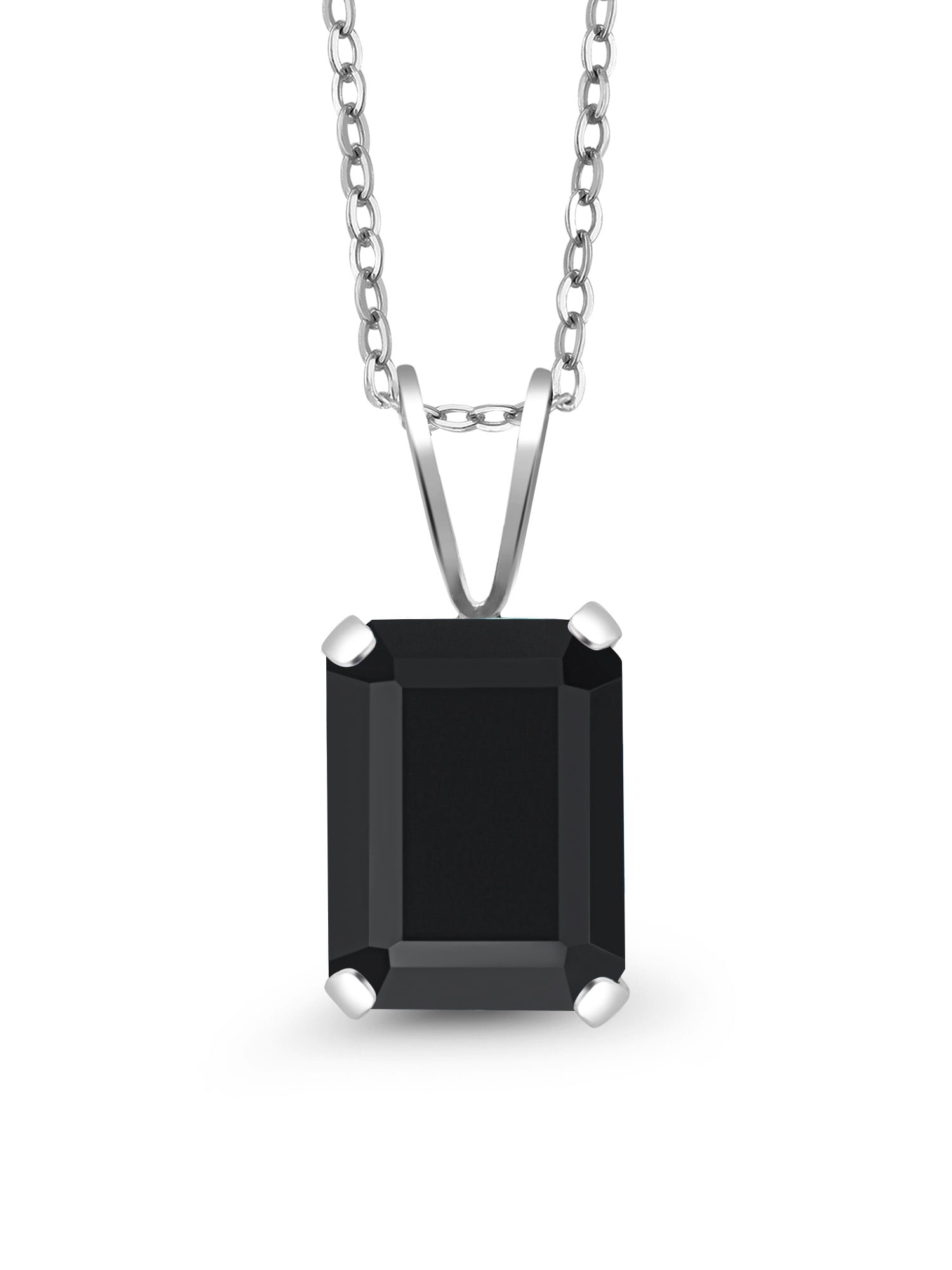 Black Onyx Sterling Silver Pendant Necklace for Women