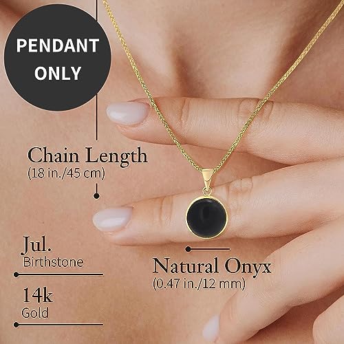 Gold Onyx Pendant - Dainty 14K Black Gemstone Jewelry